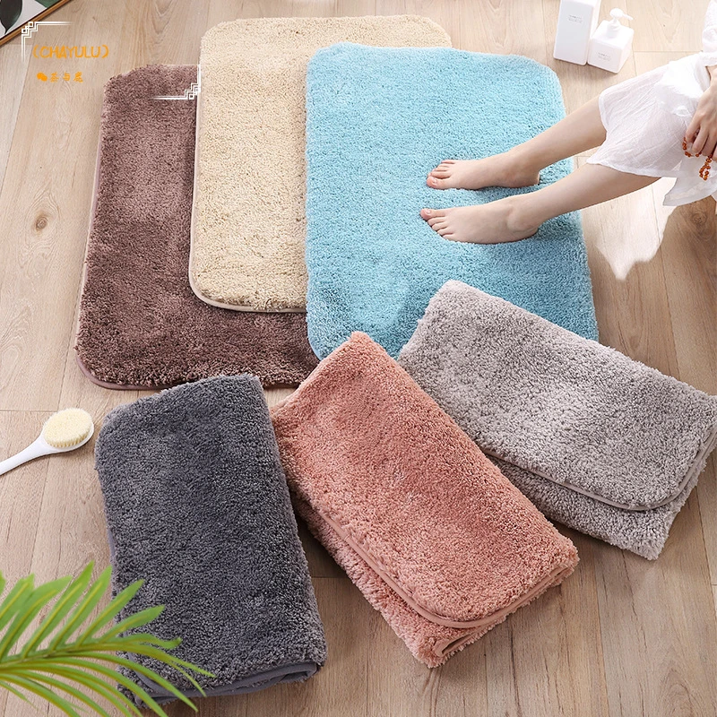 

(CHAYULU) High Fluff Thick Microfiber Soft Fluffy Mat Carpet Home Door Mat Bathroom PTR Anti-skid Rubber Bottom Absorbent Mat
