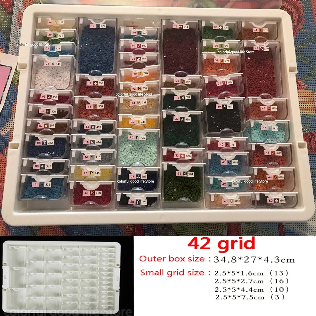 425078GridsBoxElizabethWardBeadStoragePortableContainerTransparentDiamondPainting