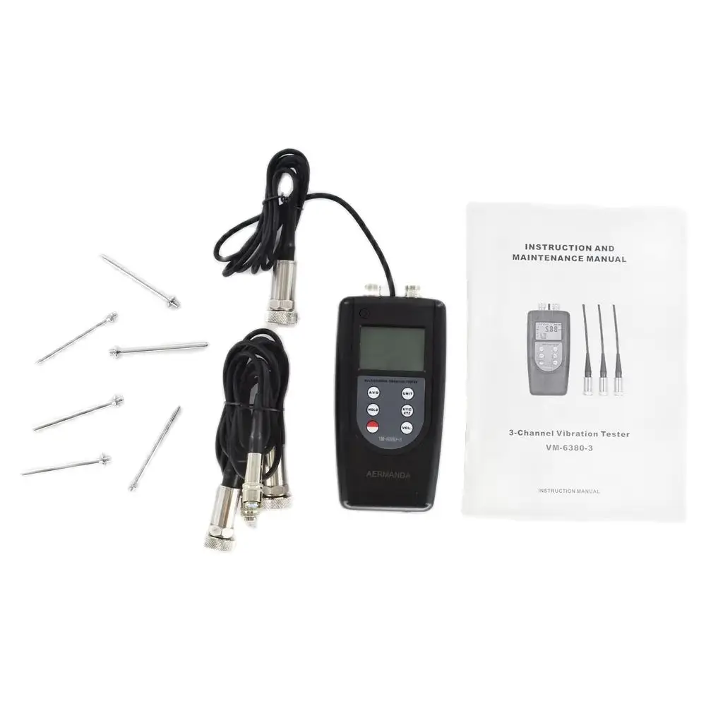 Digital Vibration Tester 3 Channels VM-6380-3 Vibrometer 0.01-400mm/s True RMS 4