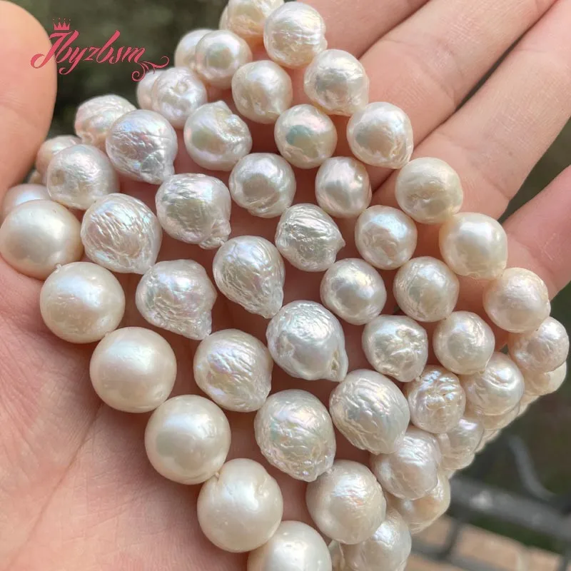 

100% Nearround White Natural Keshi Edsion High Punch Freshwater Pearl Beads for DIY Elegant Bracelet Necklace Jewelry Making 15"