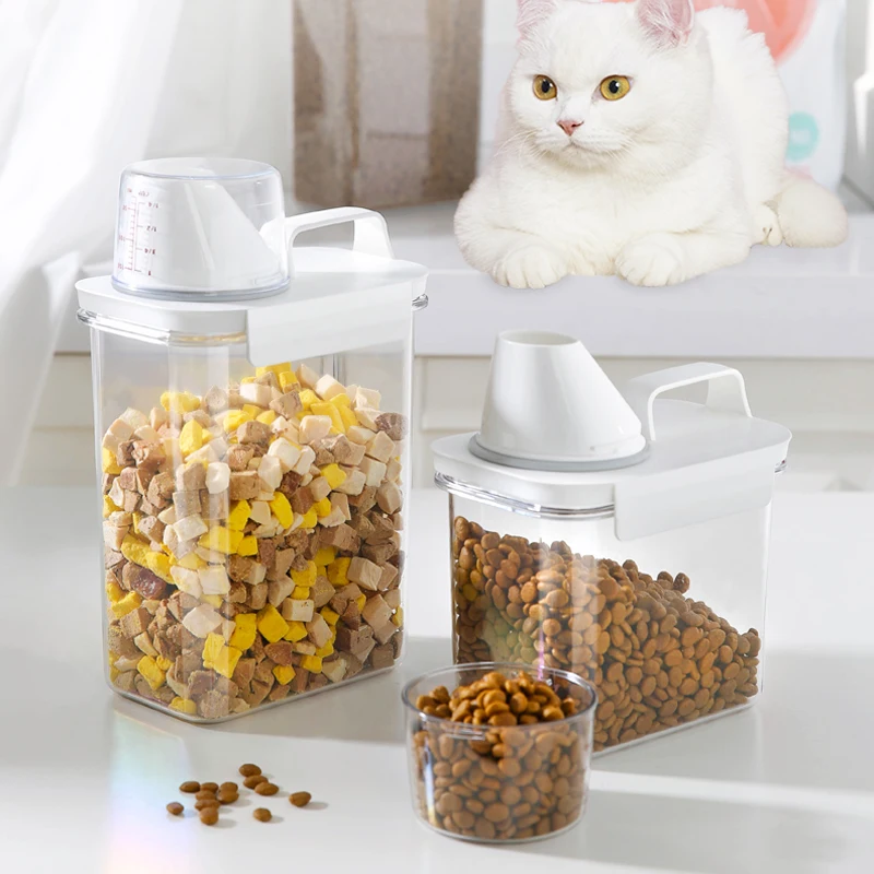 Laundry Powder Detergent Dispenser Airtight Pet Food Storage Container Storage Box Plastic Cereal Jar With Measuring Cup