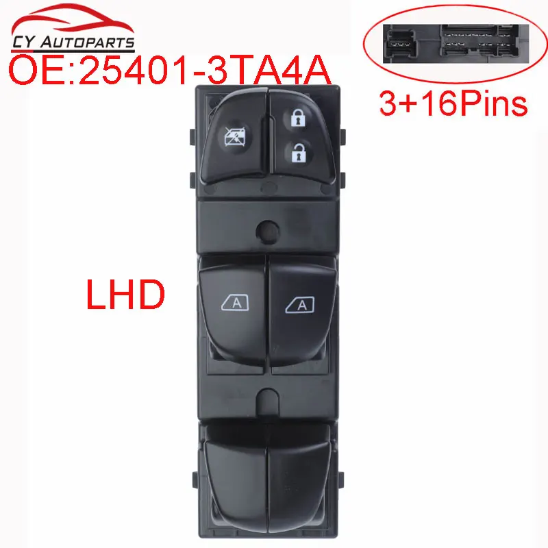 

New Auto Front Left Driver Side Window Control Switch Lifter Button For 2013-2018 Nissan Altima Car Parts 25401-3TA4A 254013TA4A