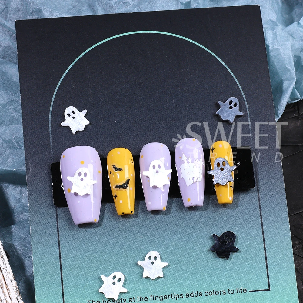 20/100pcs 3D Cute Halloween Nail Charms Nail Art Decoration Ghost Nail Art Parts Festival DIY Manicure Accessories Nail Supplies
