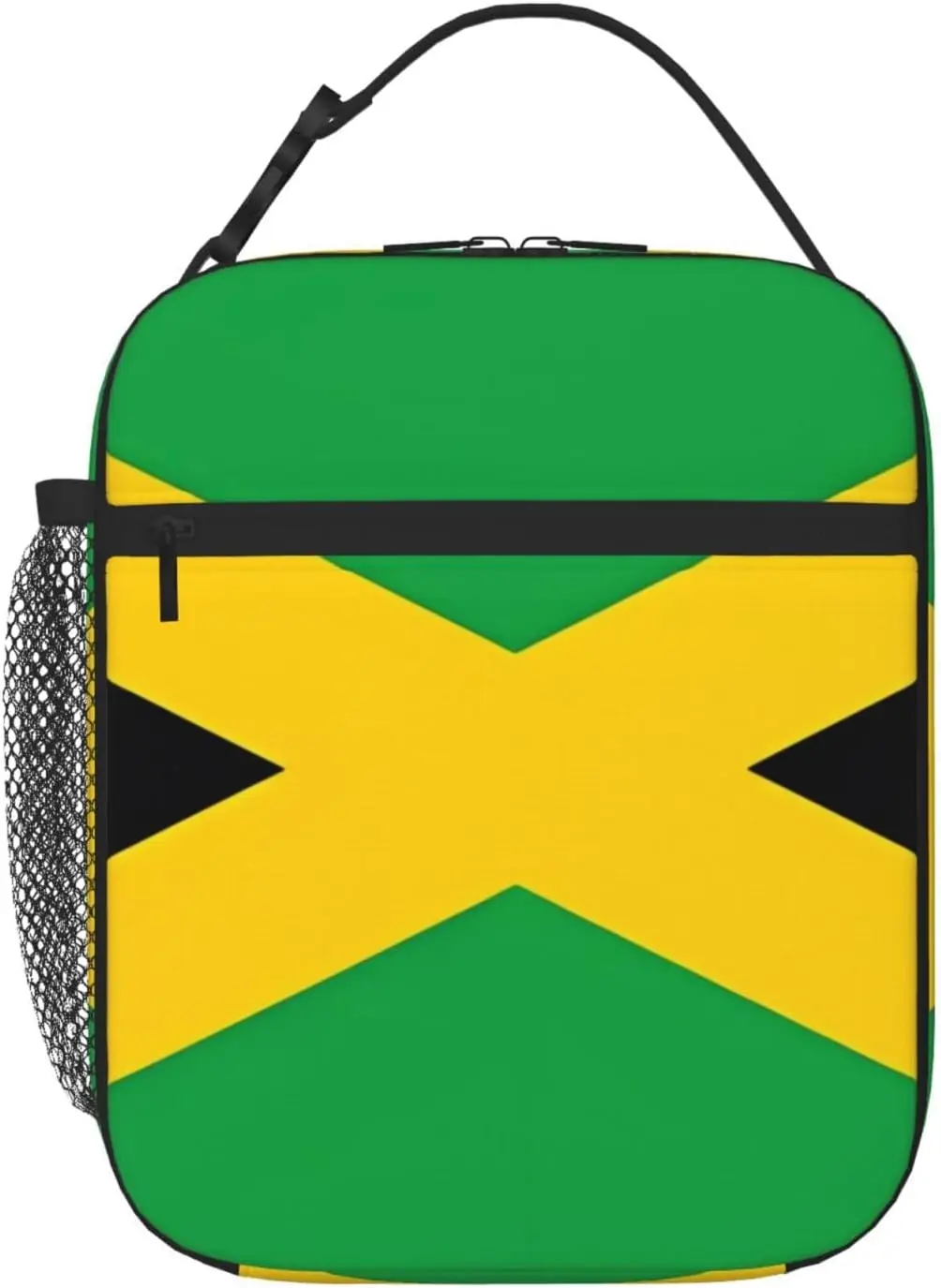 

Jamaica Flag Lunch Bag For Women Men Insulated Reusable Lunch Box Cooler Totes with Side Pocket For Work Office Picnic Camping