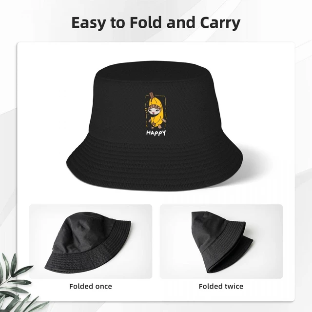 Unisex Happy Banana Cat Funny Meme Bob Hat Outfits Spring Headwear Bucket  Hat Fishing Cap for Camping - AliExpress