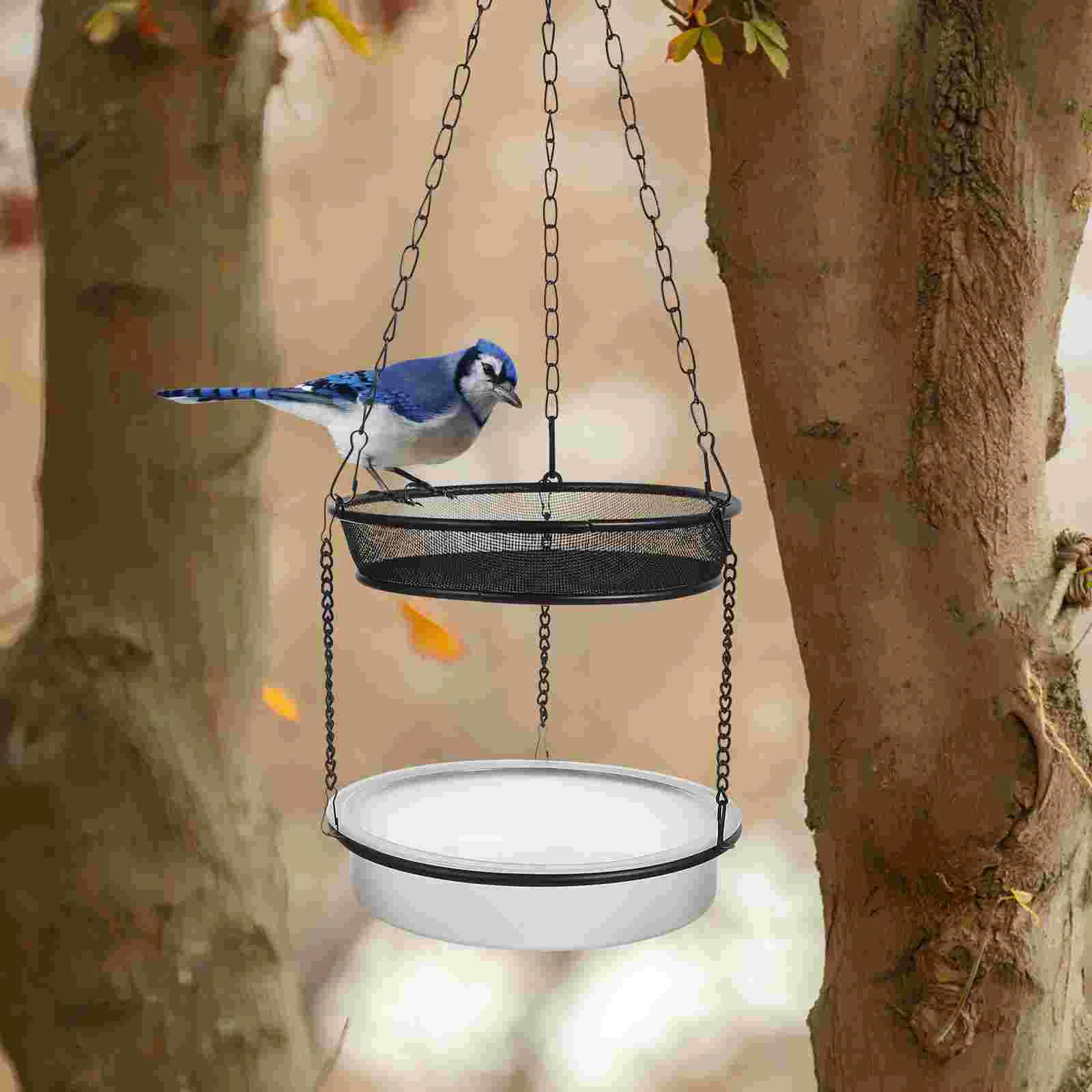 Double Tray Bird Feeder Wrought Iron Bird Feeder Hanging Outdoor Crow Pigeon Feeders Platform Balcony Garden Pet Products