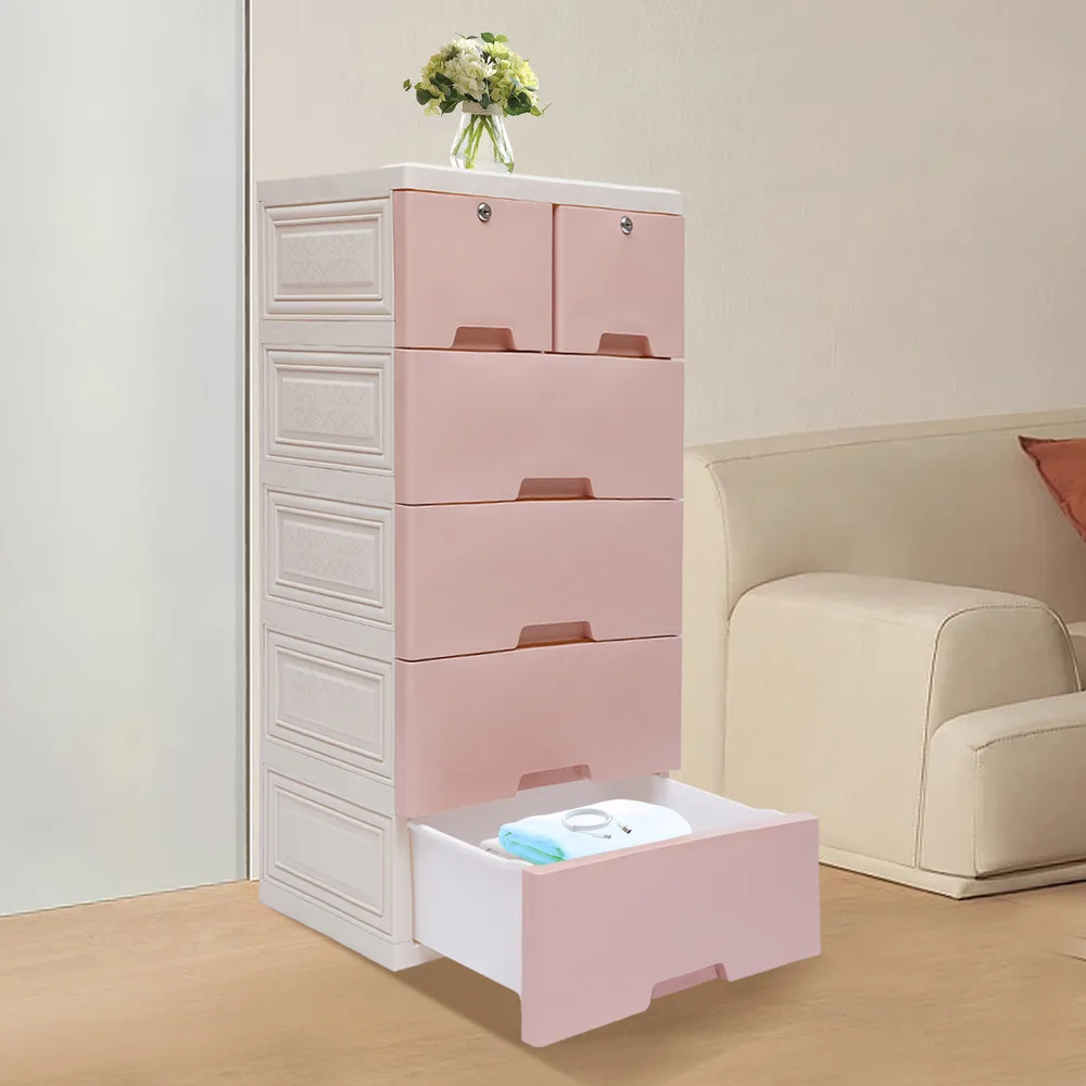

6 Drawers Organizer Baby Dresser Clothes Storage Drawer Cabinet Safe Plastic Fit Bedroom Closet,waterproof Modern & Elegant Look