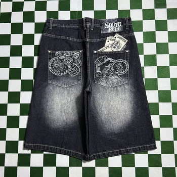 الشارع جينز قصير رجل Y2K المتعثرة موضة السراويل غير رسمية الصيف شارع العليا عشاق الهيب هوب الشخبطة بنطلون رياضي جديد - Image 2