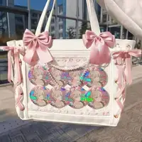 Japanese Sweet Women Ribbon Ita Bag Fashion Large Capacity Tote Bag Aesthetic Shoulder Bag Cute Lolita Girl Transparent Handbags - Image 6