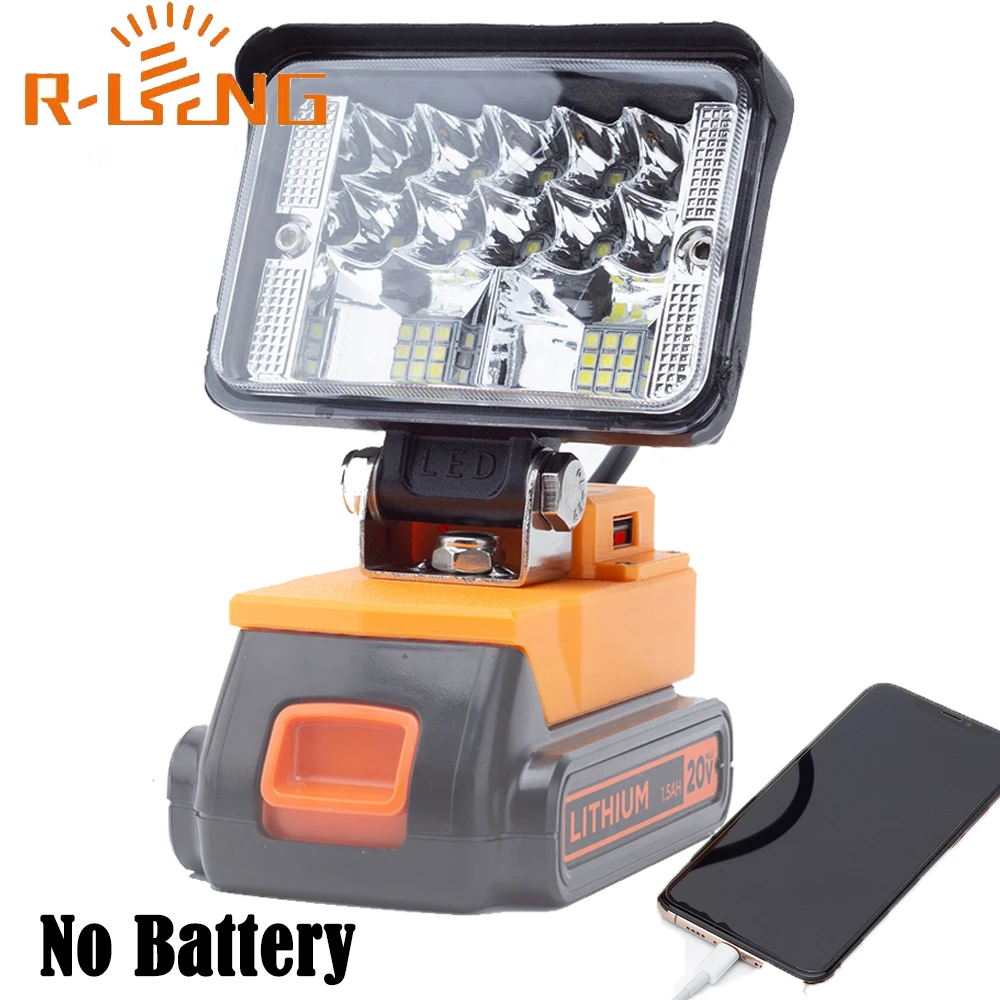 LED Work Light for BLACK+DECKER 18V Lithium Battery w/ USB Flashlight Portable Emergency Flood Lamp Camping lamp(NO Battery ) camping light,portable flashlight,portable lanterns,camping lamp,camping lantern,keychain work light,portable work lights,emergency lights,portable work light,portable torch