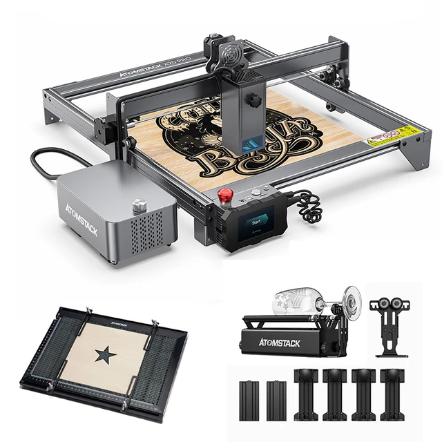 Atomstack X20 A20 S20 Pro 130W Quad-Laser Engraving and Cutting Machine  Built-in Air Assist+Honeycomb Worktable+R3 PRO Rotary