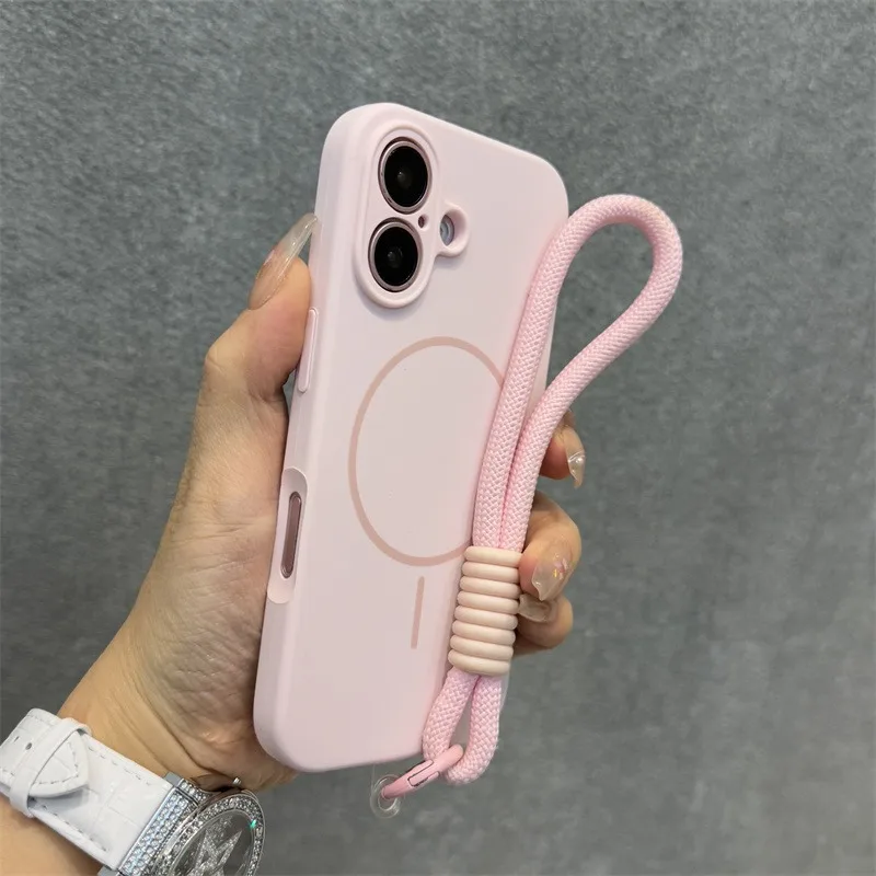 Candy Color Shockproof Liquid Silicone Lanyard Case with Hand Wrist Strap