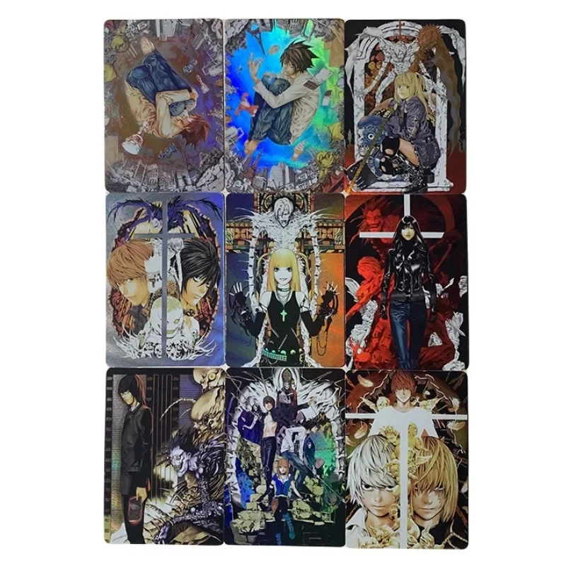 

9pcs/set DEATH NOTE Yagami Light Rem Animation Characters Refraction Flashcards Anime Classics Game Collection Cards Toy