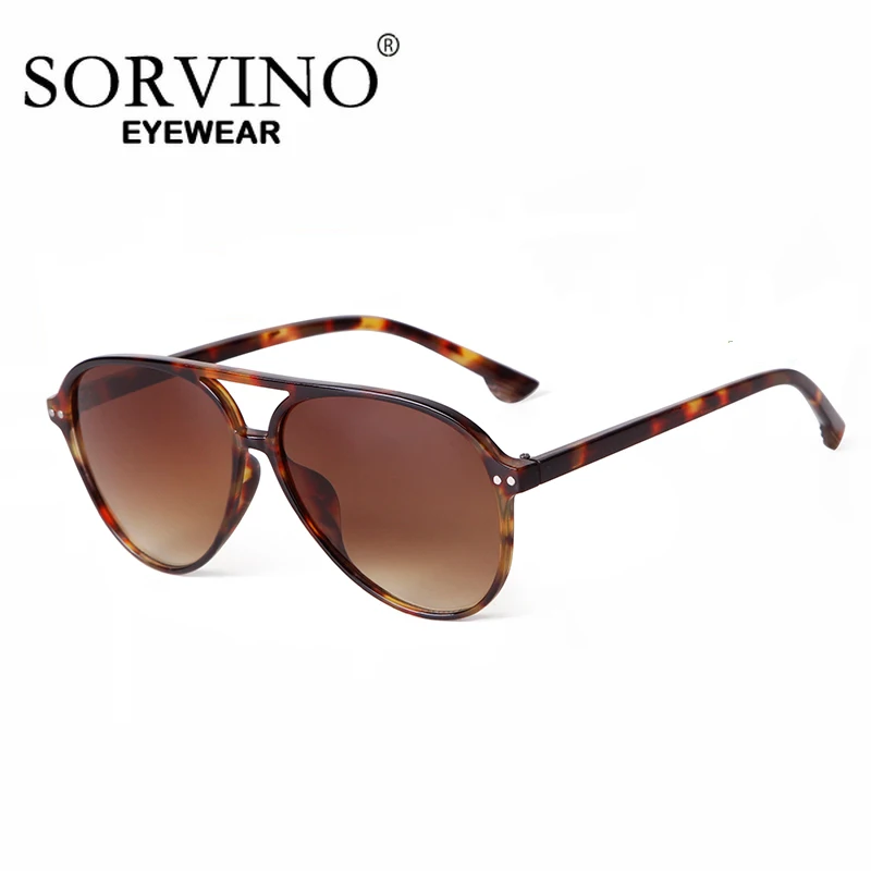 Classic Pilot Sunglasses Gradient Leopard Brown Vintage