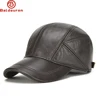 New 2025 Man High Quality Real Leather Baseball Caps Male Casual Cowhide Belt Ear Warm 56-60cm Adjustable Sprot Flight Hats 1