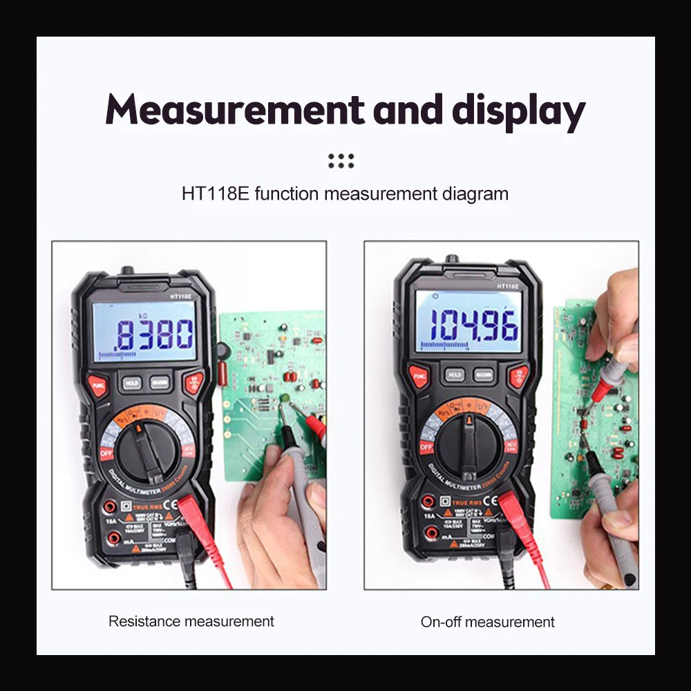 HT118A Digital Multimeter 6000 Counts True Rms NCV HZ Multimeters Transistor Tester Voltimetro Capacitance Meter battery tester