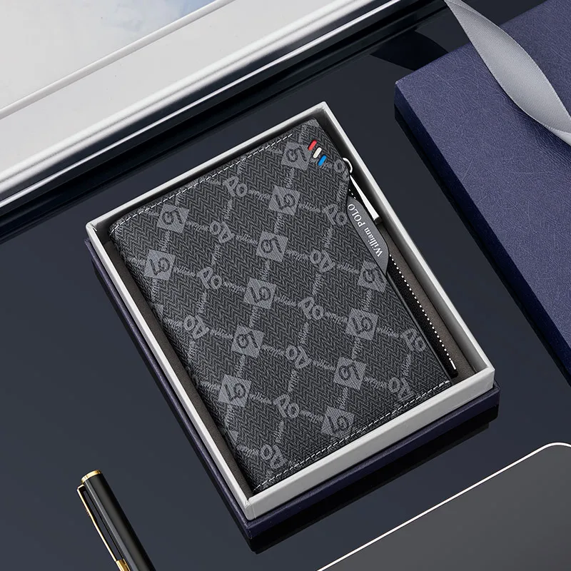 

Мужской кошелек WILLIAMPOLO, черный бумажник на молнии с отделением для кредитных карт