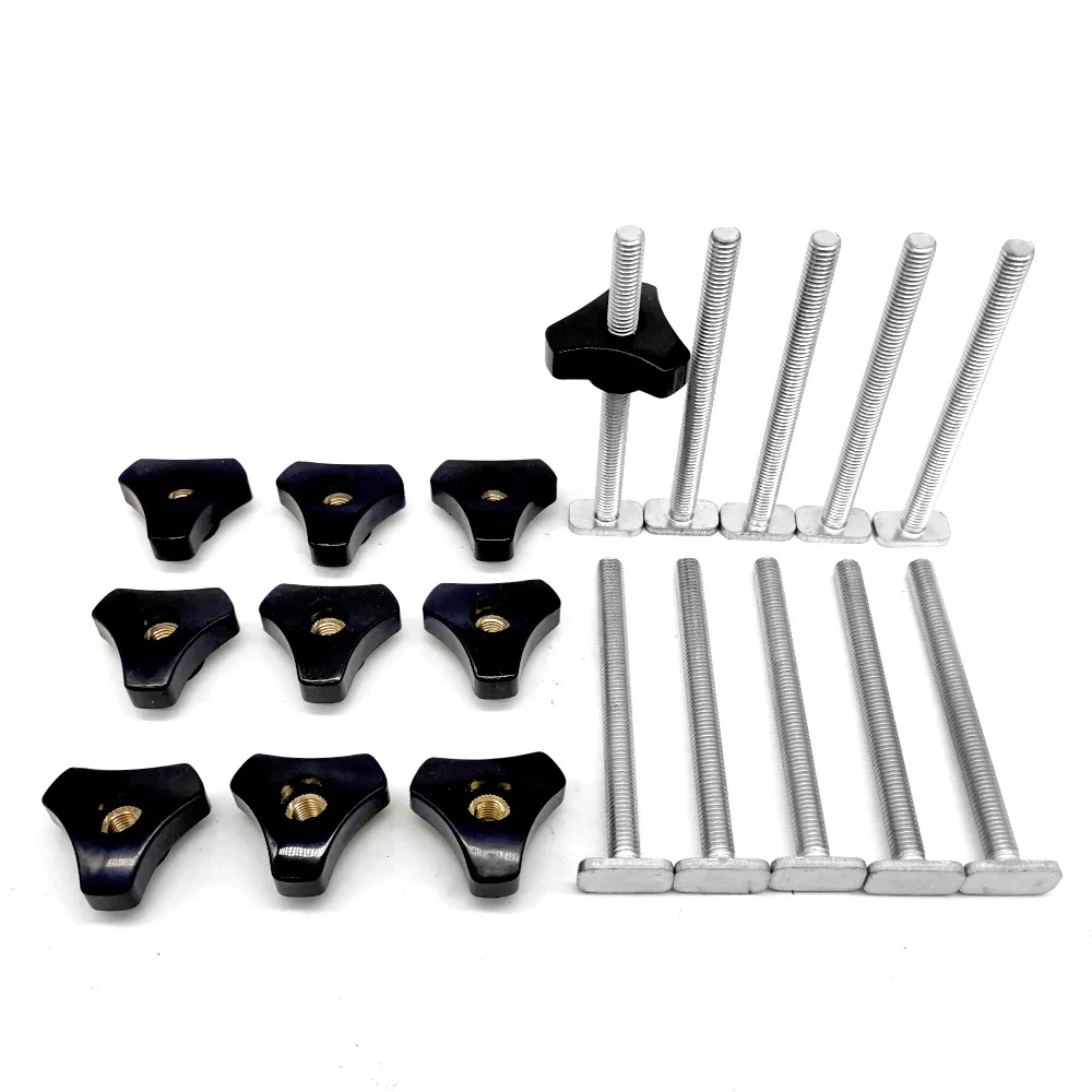 Zilimontt Lot De 5 Boulons Et écrous M8 à Rainure En T - Tête Ovale, Insert Laiton - Pour Tables Toupie, Scie, Perceuse