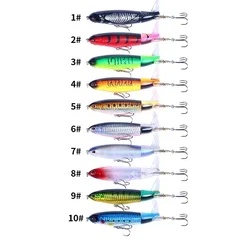 Enhanced Popper Fishing Lure Set - Topwater Rotating Wobblers with Tail Action | Premium Hard Bait Accessories | Set of 5/10 - Random Color - 5Pcs (B - 11cm - 17g)