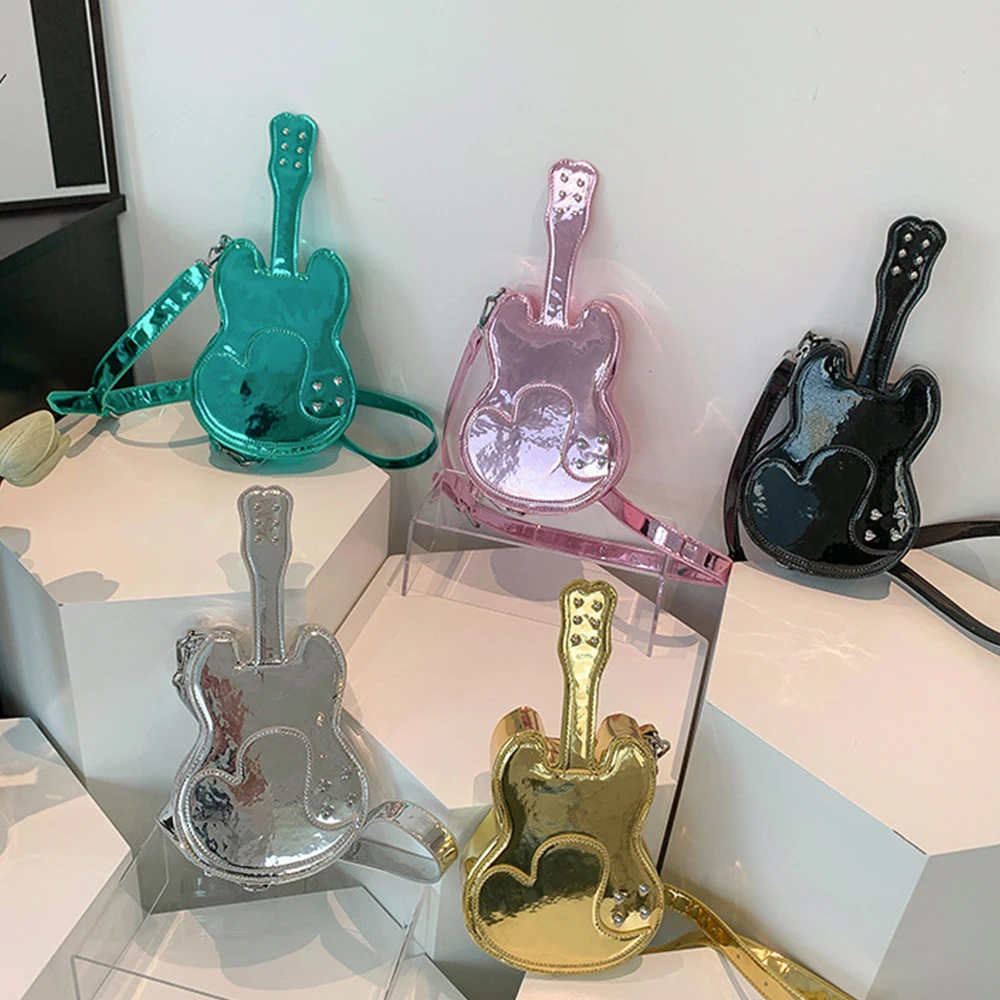 Cute Violin Design Shoulder Bag Glossy Guitar Women Handbag Harajuku Crossbody Bags for Women Musical Instrument Designer Bags