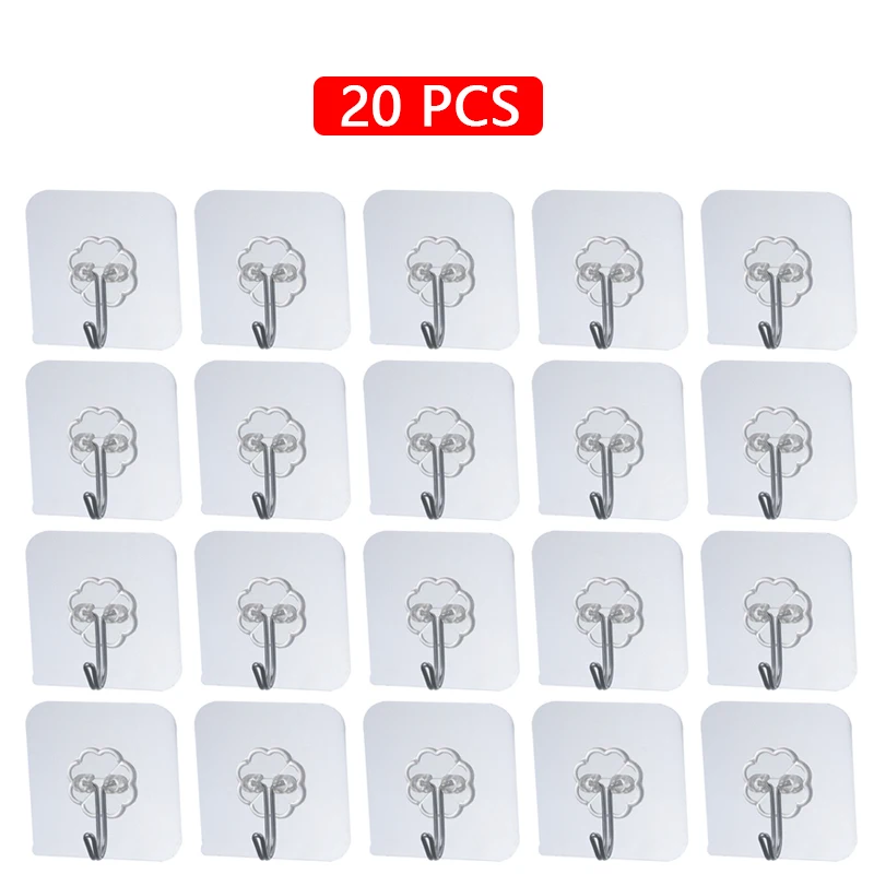 Premium Transparent Self-Adhesive Wall and Door Hooks - Heavy Duty Hangers