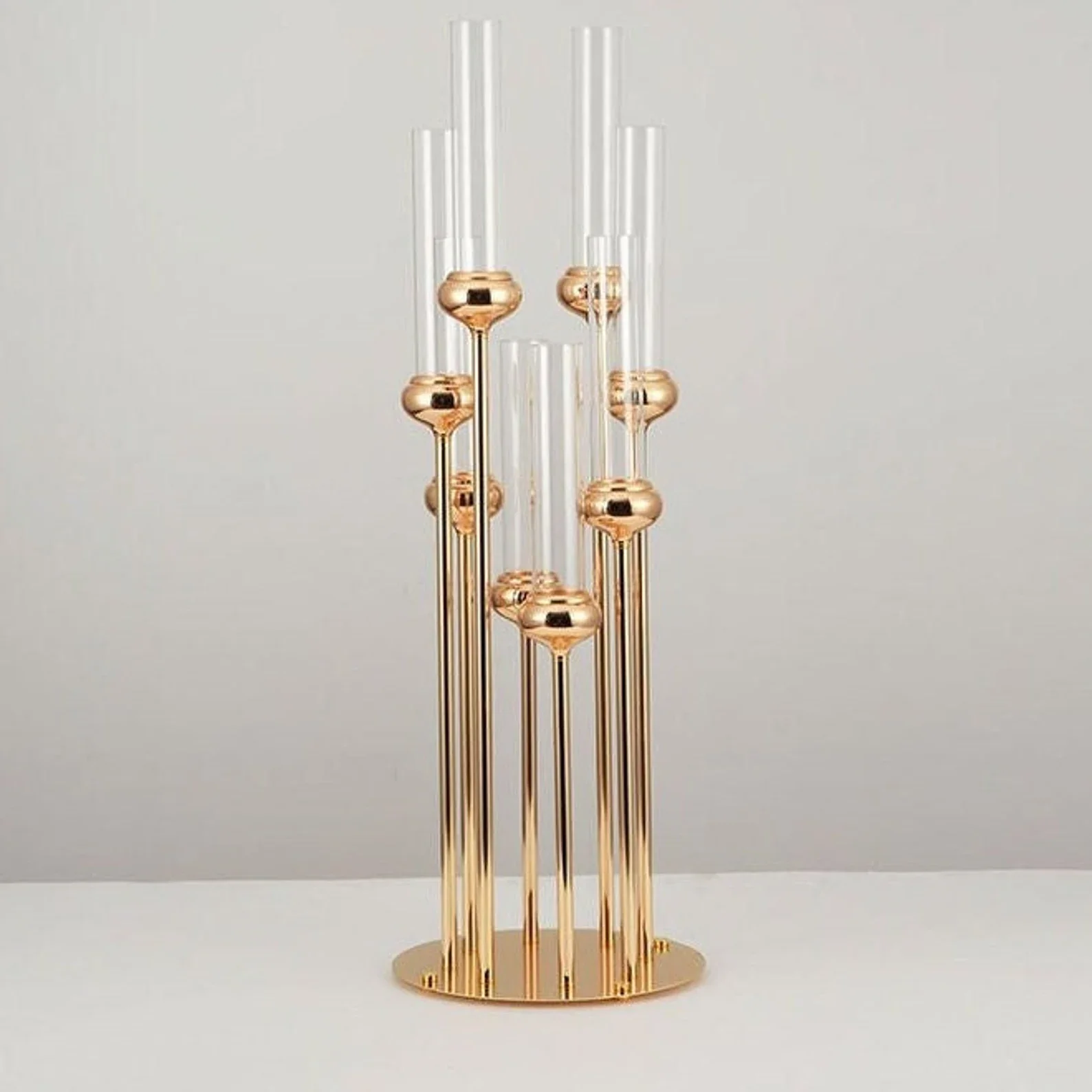 10pcs black/white)8 Arms Gold Tall Candelabra Wedding Table Centerpieces Decoration Metal Pillar Candles Holders Metal vase 2892