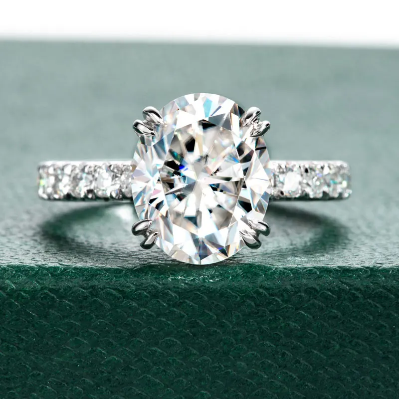 DEZO All Moissanite  5 ct Engagement Rings For Women Solid 925 Sterling Silver Oval Cut VVS1 D Color GRA Certificate 2