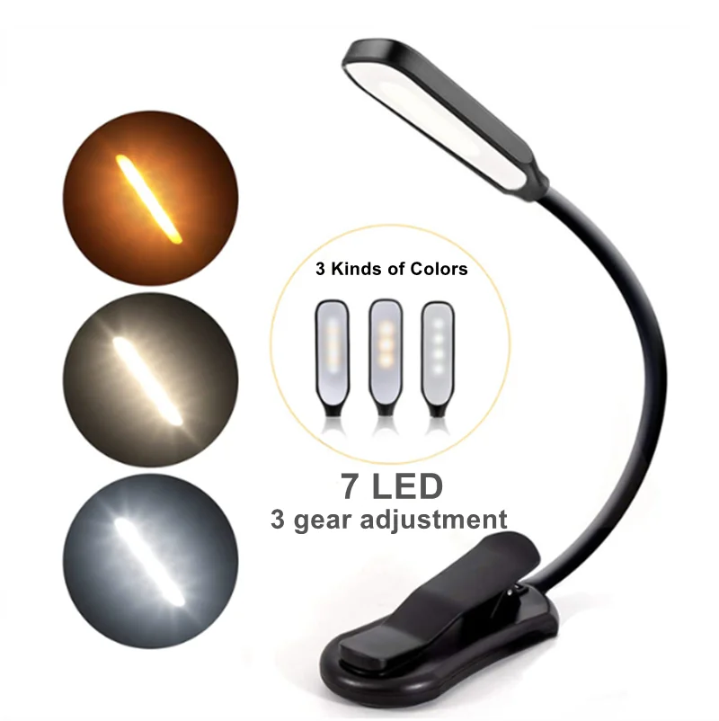 RechargeableBookLightMini7LEDReadingLightLevel3Warmcold
