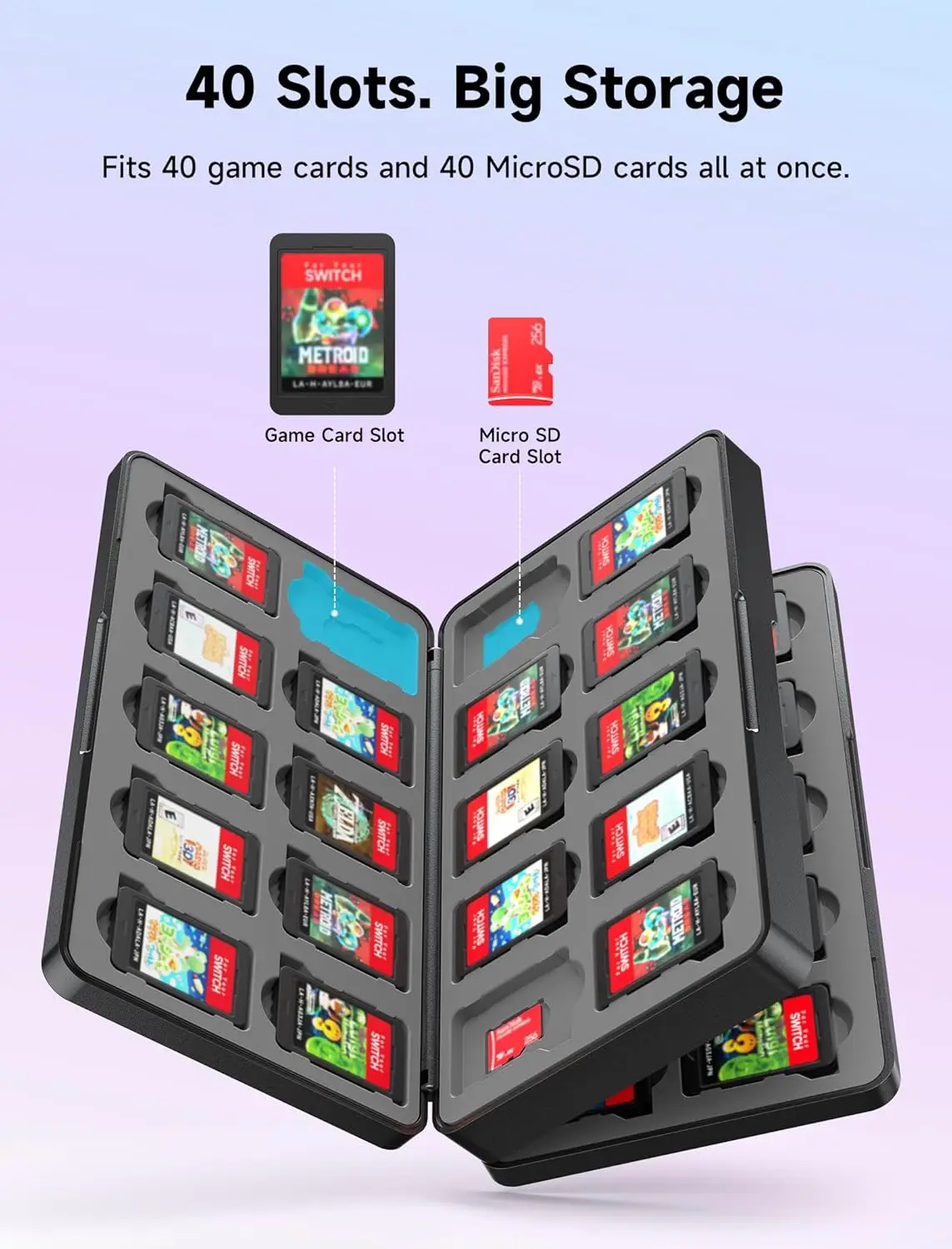 Nintendo Switch 2019年式 ケース＆microSD 32GB付 40 Switch 2 Game Card Case Holder for Nintendo Switch 2