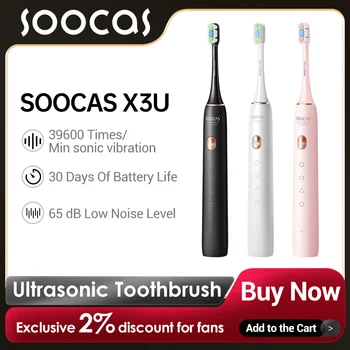 SOOCAS X3U 초음파 전동 칫솔 성인용 타이머 브러시, USB 충전기, 충전식 칫솔 교체 헤드 세트, 4 가지 모드