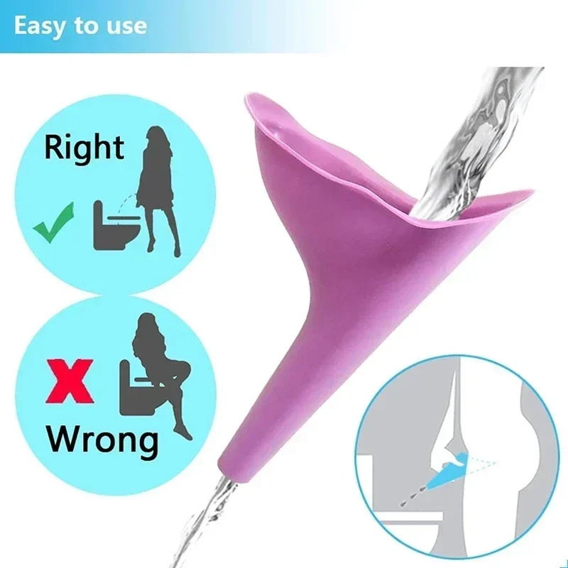 Women girl urinal outdoor travel camping female urinal soft silicone urination device stand up & pee lady mobile toilet 1PC