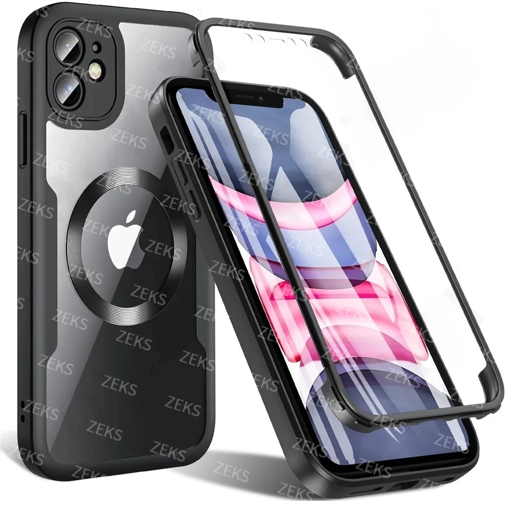 Ultimate 360° Shield: Magsafe Magnetic Ring Shockproof Case with Front & Back Protection