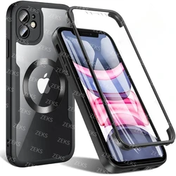 Ultimate 360° Shield: Magsafe Magnetic Ring Shockproof Case with Front & Back Protection - iPhone 13 Pro Max (Black)