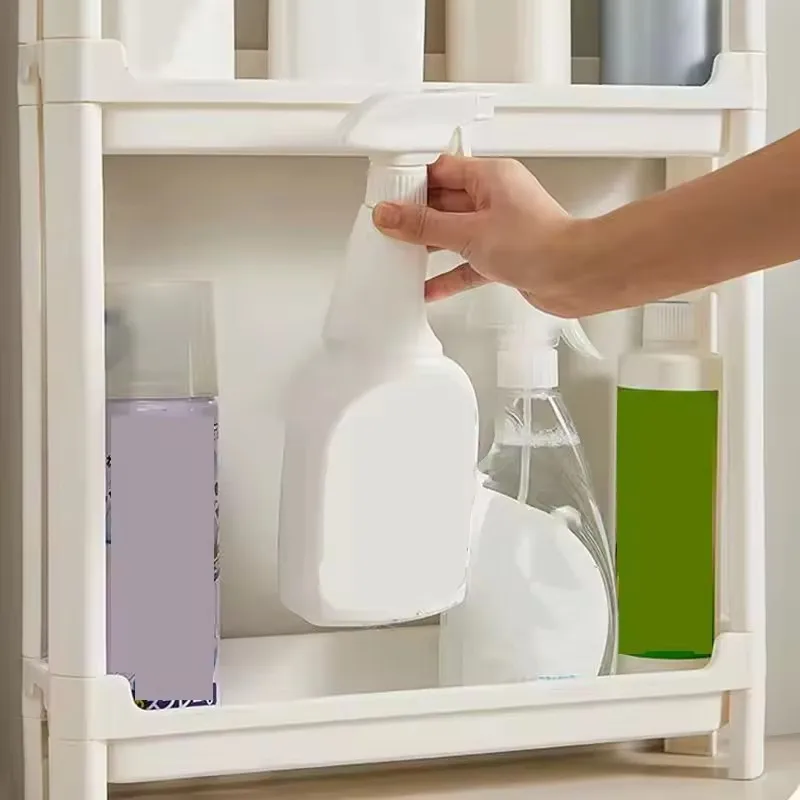Multi-Layer Behind-The-Door Storage Cabinet Space Saving Trolley Rack for Bathroom & Kitchen Narrow Cabinet Organization 3