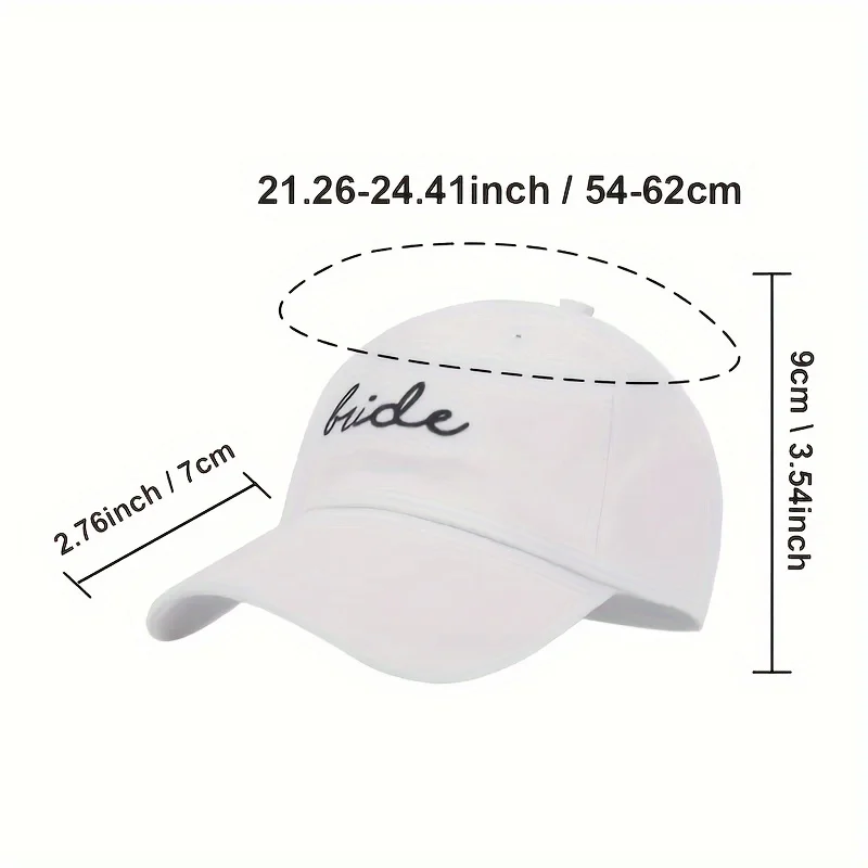 1 Stück Modische Unisex-Baseballkappe im Used-Look, Verstellbar mit "Braut"-Muster, Geeignet für Junggesellenabschiede, Outdoor-Angeln, Camping – Detail 4