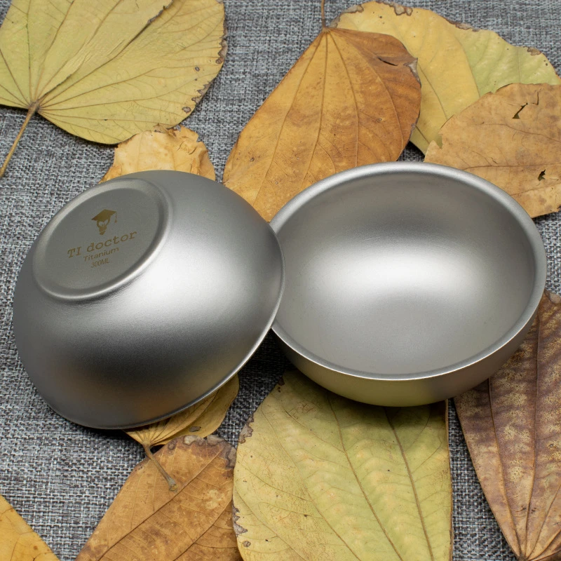 

Pure Titanium Double-layer Bowl Titanium Outdoor Household Titanium Alloy Camping Picnic Tableware Outing Kitchen Household New