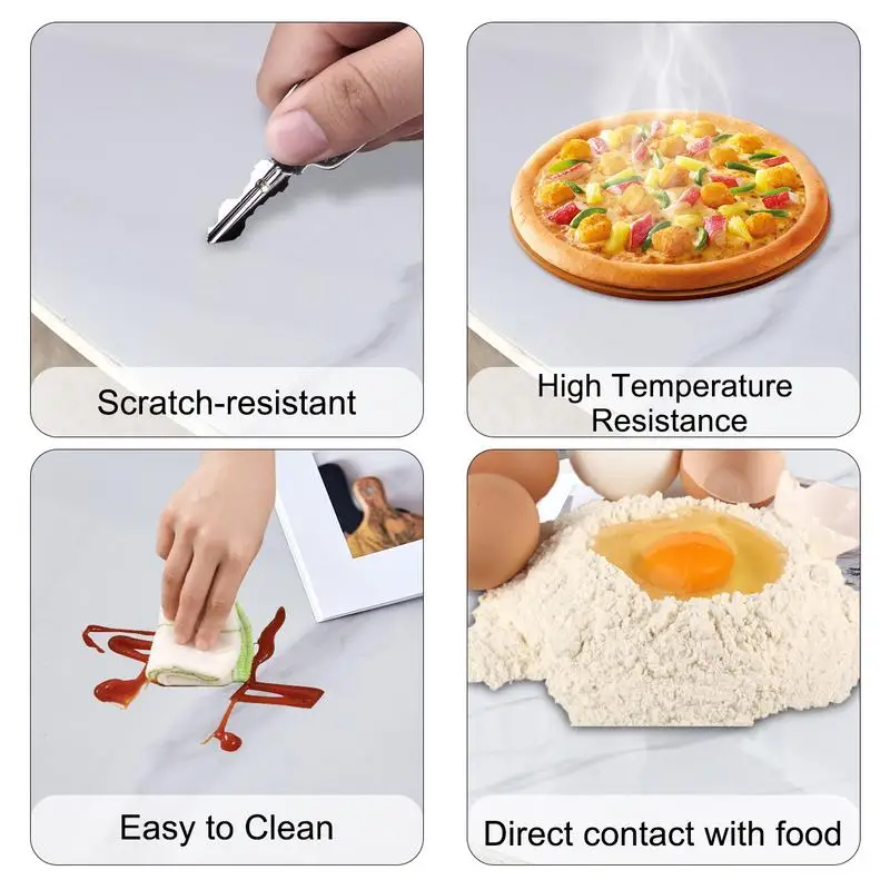 42-Inch Round Table Set with 4 Unique White Dining Chairs and Stainless Steel Legs - Sintered Stone Top - Image 5