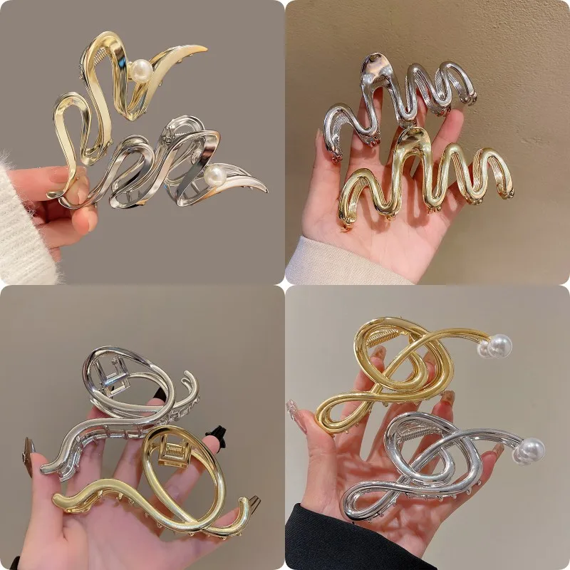 Trend ige große Frauen Krallen clip für dickes Haar Accessoires Kopf bedeckung Riesen geometrische Welle Note Krabben Fang klemmen Clipper Haar griff