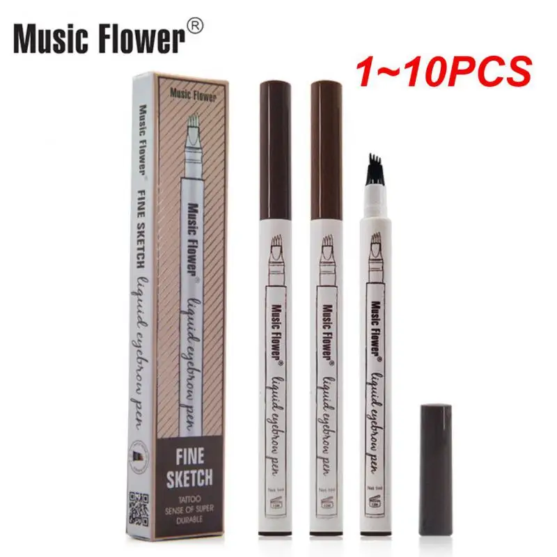 

1~10PCS Music Flower 4 colors microblading eyebrow tattoo pen Tint Natural Long Lasting Waterproof Brown Fork tip Eyebrow Pencil