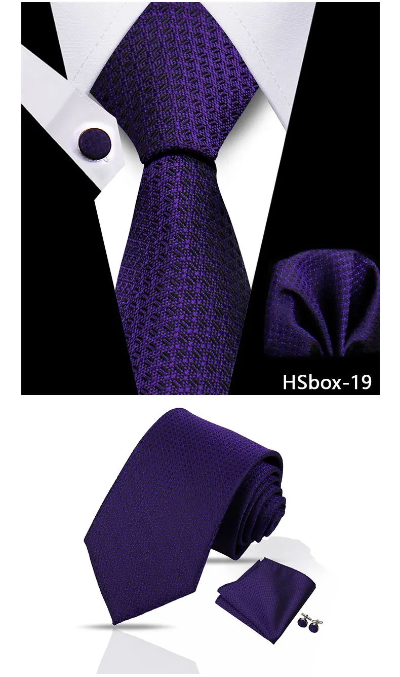 Mann Krawatte Set Luxus 8CM Krawatte Für Männer Business Einstecktuch Manschettenknöpfe 3 stücke Set Anzug Für Hochzeit bräutigam Trauzeuge Shirts Gravata – Detail 10