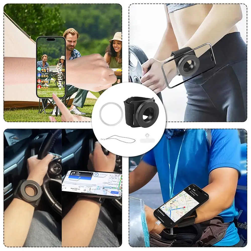 Magnetic Wrist Strap Phone Holder with Anti-Loss Rope for Easy Navigation and Sports Use