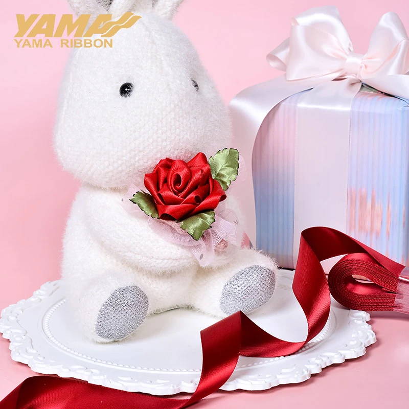 YAMA 수제 공예 포장용 더블 새틴 리본, 웨딩 장식 선물, 단색 리본, 롤 당 10 야드, 9, 16, 22, 25, 38mm