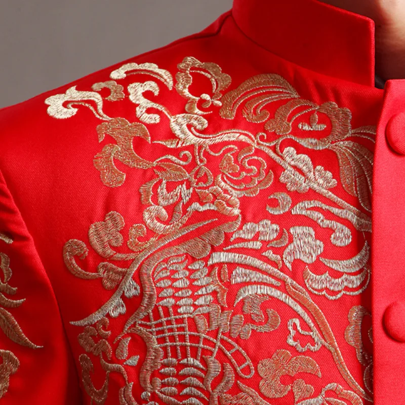 red tunic men satin blouse tops traditional chinese tunic suits for men clothing for tang suit tai chi costume oriental top