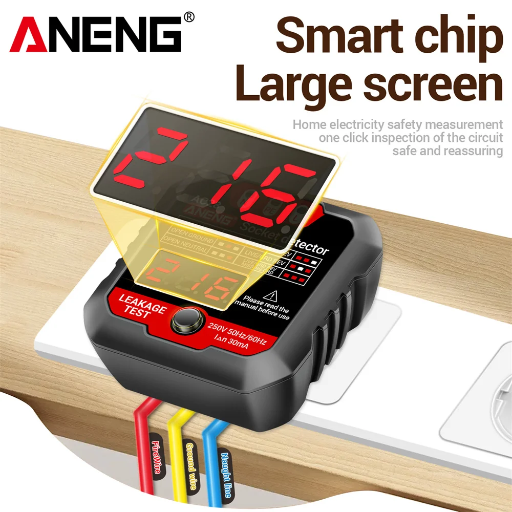 Digital Socket Power Tester ANENG AC28 Circuit Breaker Finder EU/US Plug 250V 50Hz/60Hz Socket Polarity Detector Voltage Tester