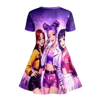 Robe imprimée Girl K-Pop Star Group, robe t-shirt à manches courtes violet Galaxy, adaptée aux cadeaux d'anniversaire et aux fêtes 3