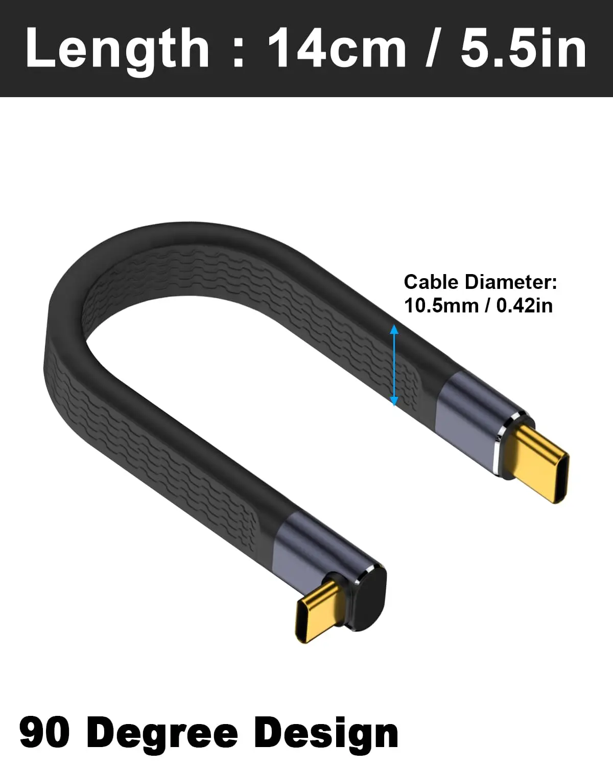 Cavo USB a 90 gradi 40Gbps USB C a USB C 240W Cavo di visualizzazione di ricarica rapida Supporto 8K @60Hz 40Gbps Cavo dati per telefono
