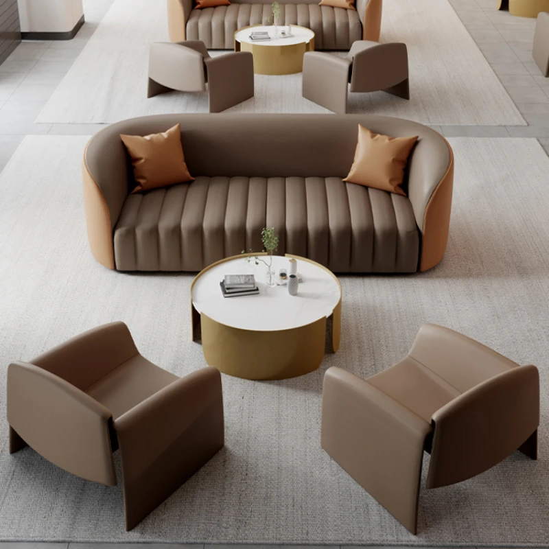 Office sofa, business hotel lobby rest area, reception sofa, coffee table combination, beauty salon sofa creativity simple fabric sofa tea table combination office single person three person reception and reception area combination xipi sofa