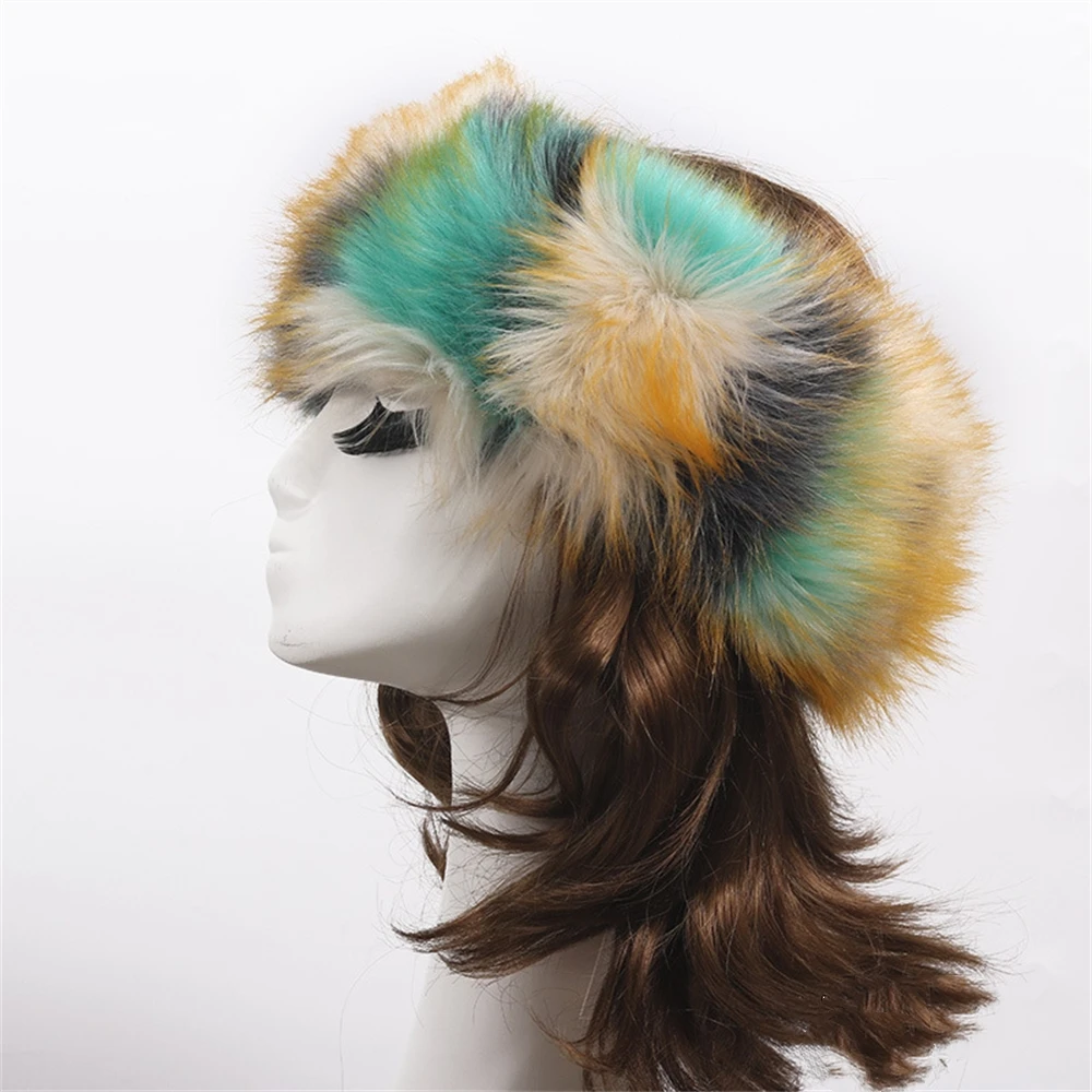 Winter Dicker Fuchspelz-Haarreif Russische Mütze Flauschiges Stirnband Damen Pelz-Stirnband Flauschiges Stirnband Breiter Kopfschmuck Ski-Mützen-Accessoires – Detail 5