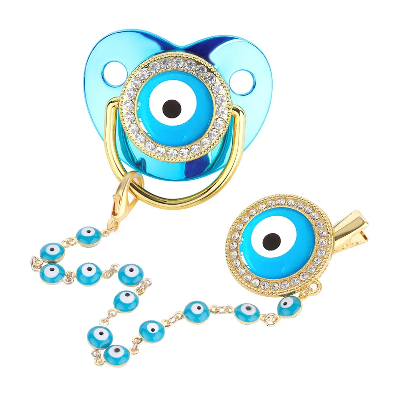 

Blue Eye Newborn Pacifier Chain Clip Cover Set BPA Free Dummy Toddler Teether Silicone Soother Nipple Baby Shower Gifts 6 Colors