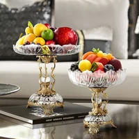 Luxury Copper Fruit Plate Living Room Restaurant Fruit Plate Creative Storage Tray Ornaments Art Glass Crafts Housewarming Gift 1